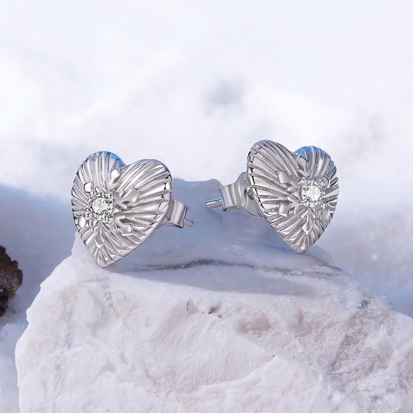 925 Sterling Silver Earrings with CZ in White Gold Plating for Women