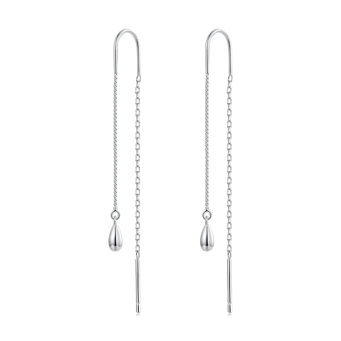 925 Sterling Silver Plated White Gold Water Droplet Earrings for Women