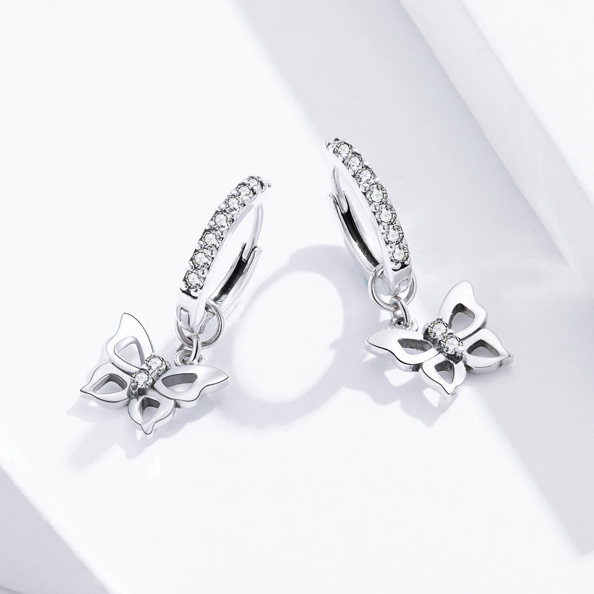 S925 Oxidized Silver Pavé Setting CZ Earrings for Women