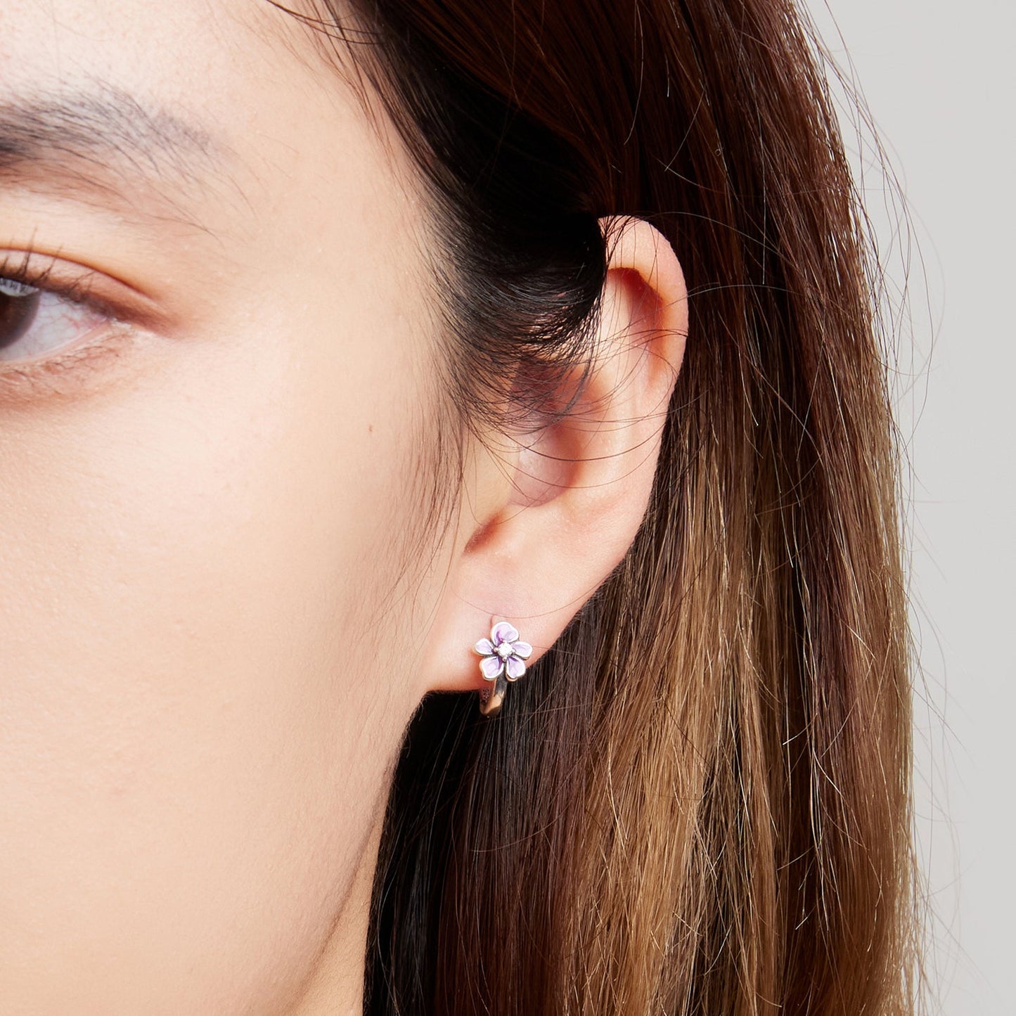 925 Sterling Silver Enamel Earrings with CZ - 1.2x0.7cm, Oxidized Finish for Women