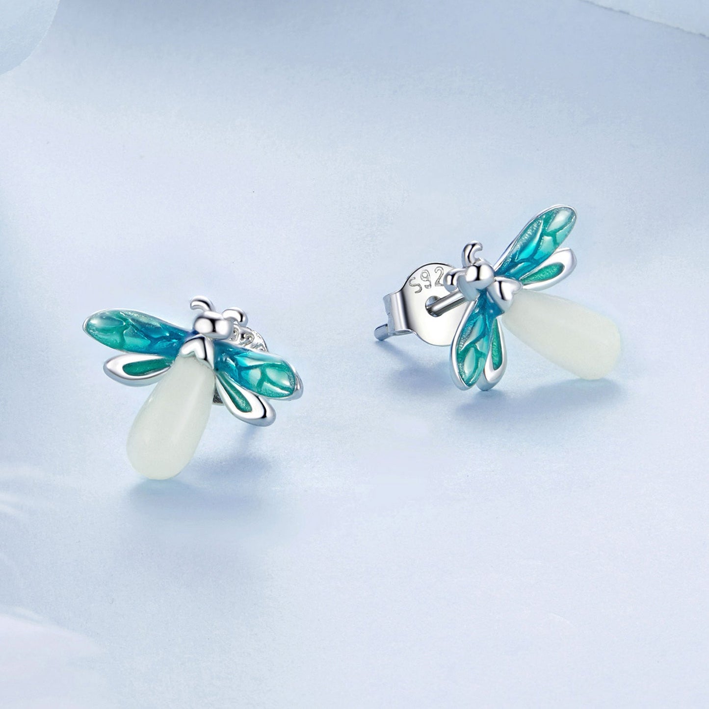 925 Sterling Silver Earrings with Luminous Stone in 10x12mm
