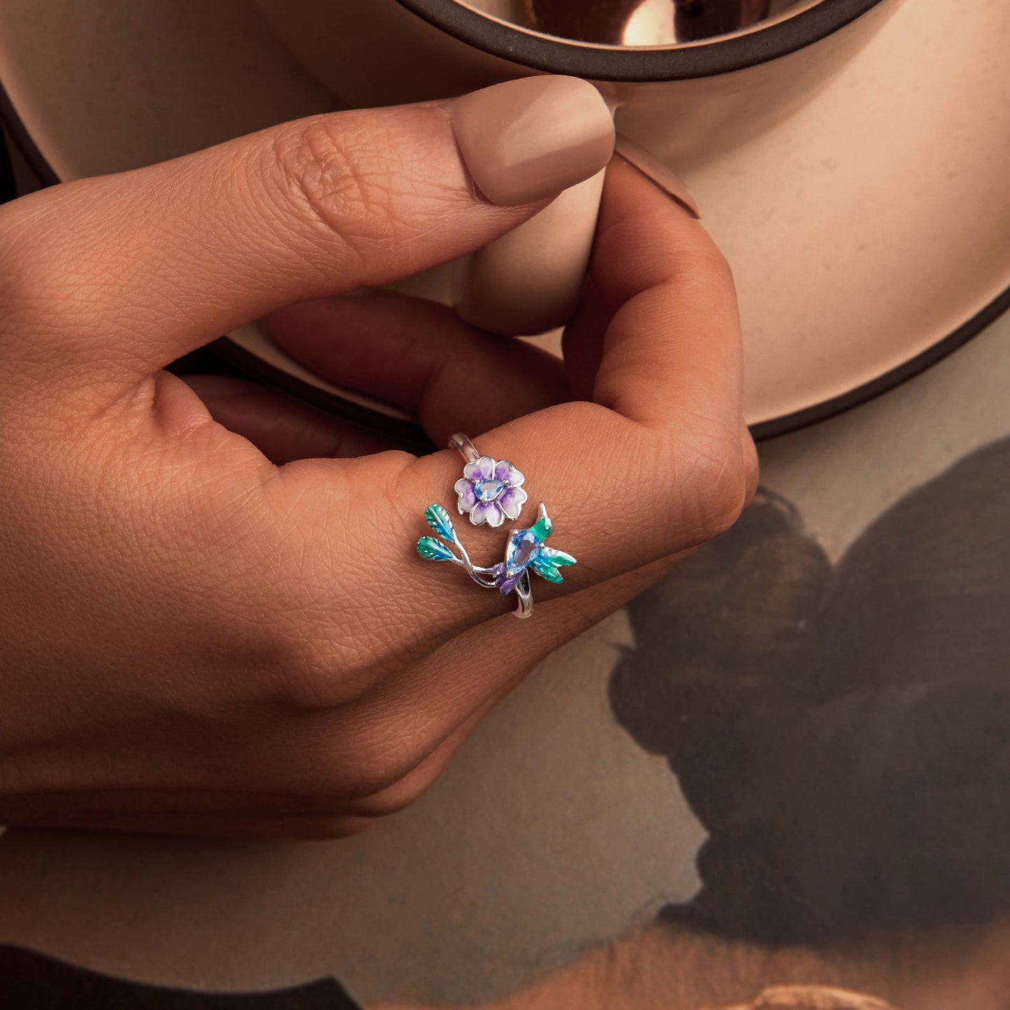 925 Sterling Silver Enamel 1.8mm Pavé Setting CZ Ring for Women