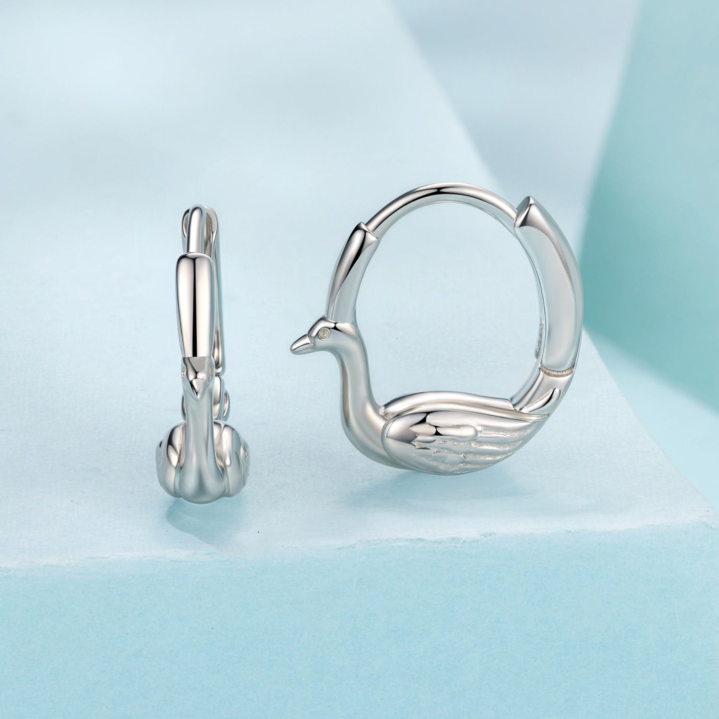 925 Sterling Silver Plated White Gold Hoop Earrings for Women
