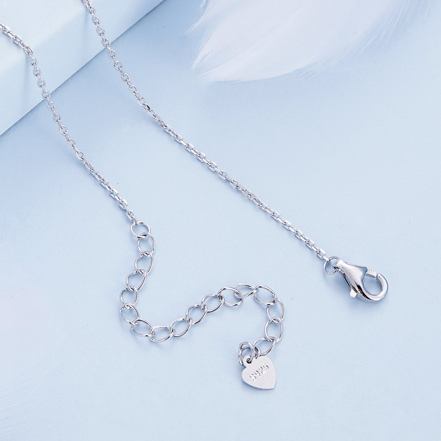925 Sterling Silver Necklace with Pavé Setting CZ and Spinel Pendant