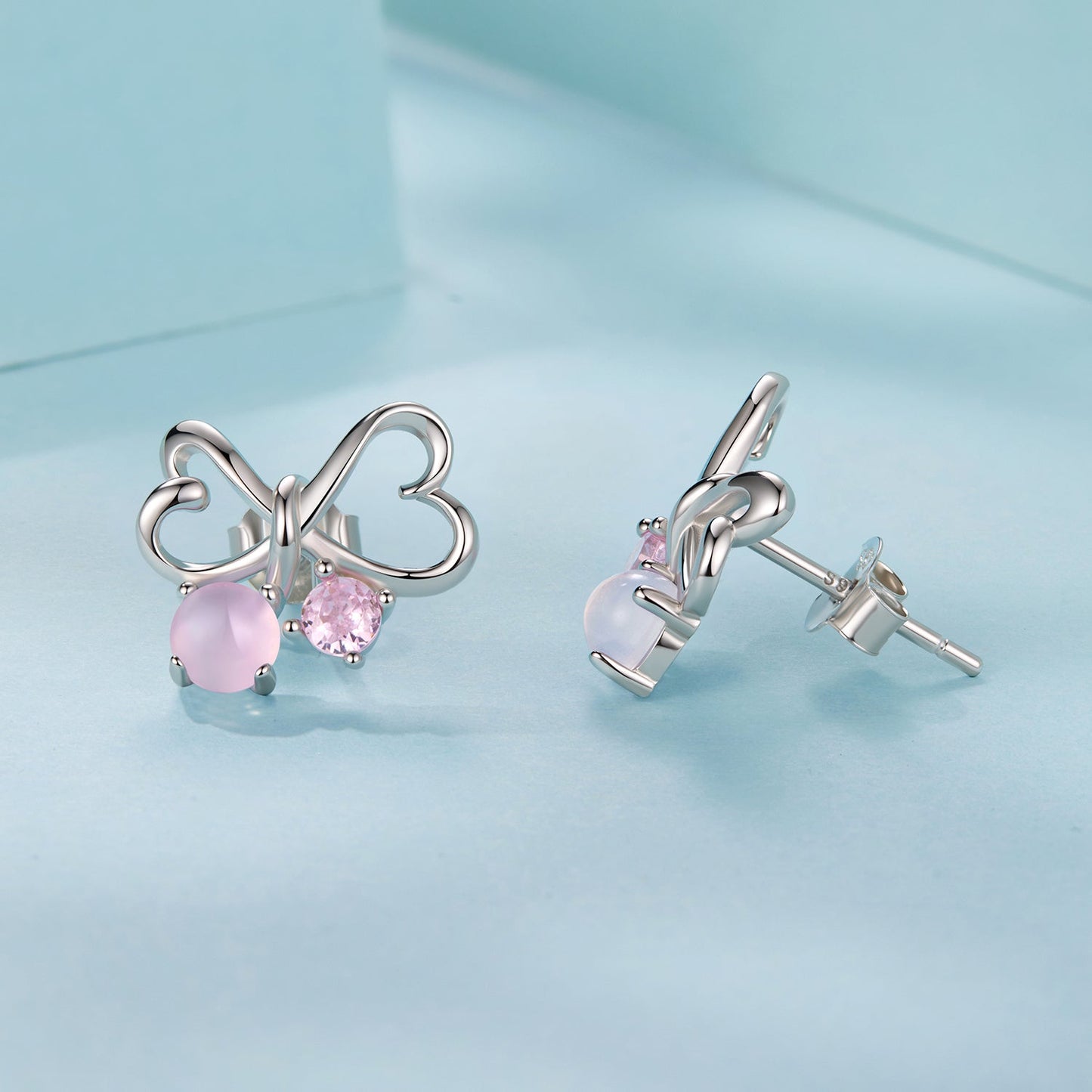 925 Sterling Silver Earrings with Pavé Setting CZ and Transparent Glass for Women
