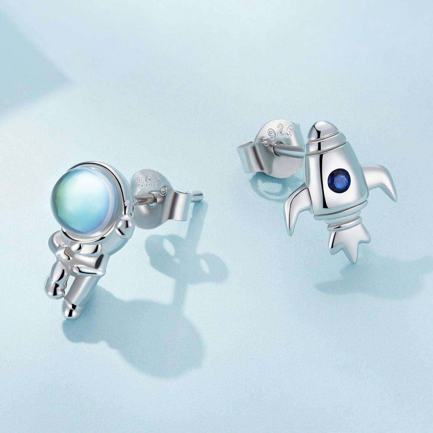 925 Sterling Silver Plated Moonstone Earrings with CZ for Women
