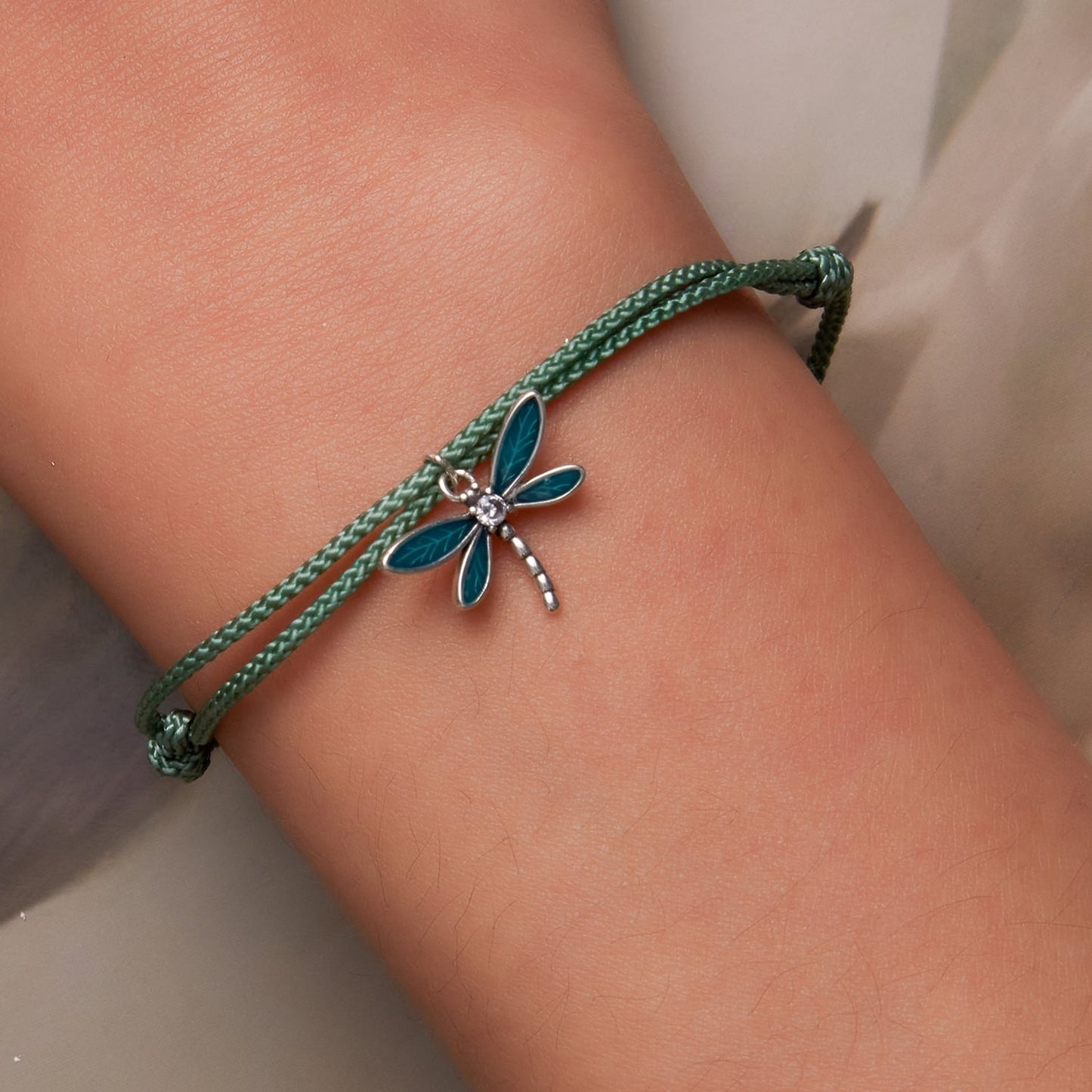925 Sterling Silver Adjustable Bracelet with CZ and Enamel in Oxidized Finish for Women