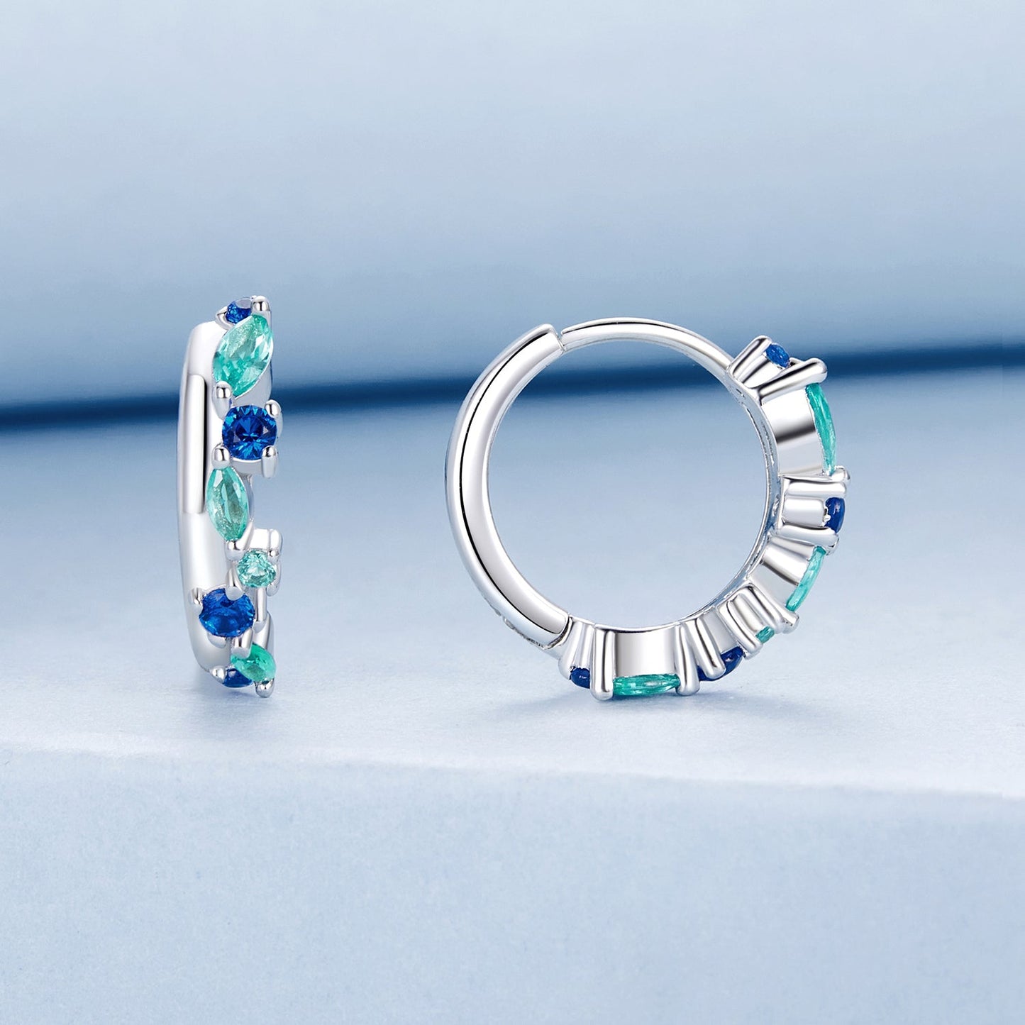 925 Sterling Silver Earrings with Pavé Setting and White Gold Plating for Women