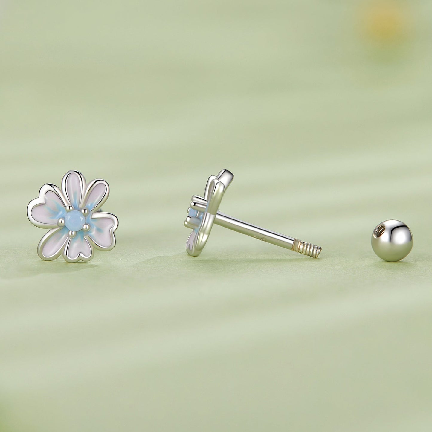 925 Sterling Silver Opal Nanometer Stone Enamel Earrings for Women