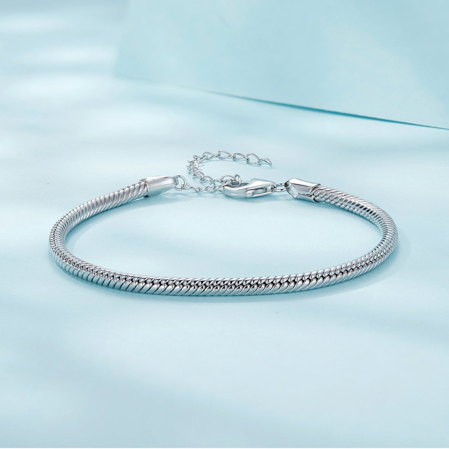 925 Sterling Silver Plated Platinum Bracelet with Adjustable Length for Women