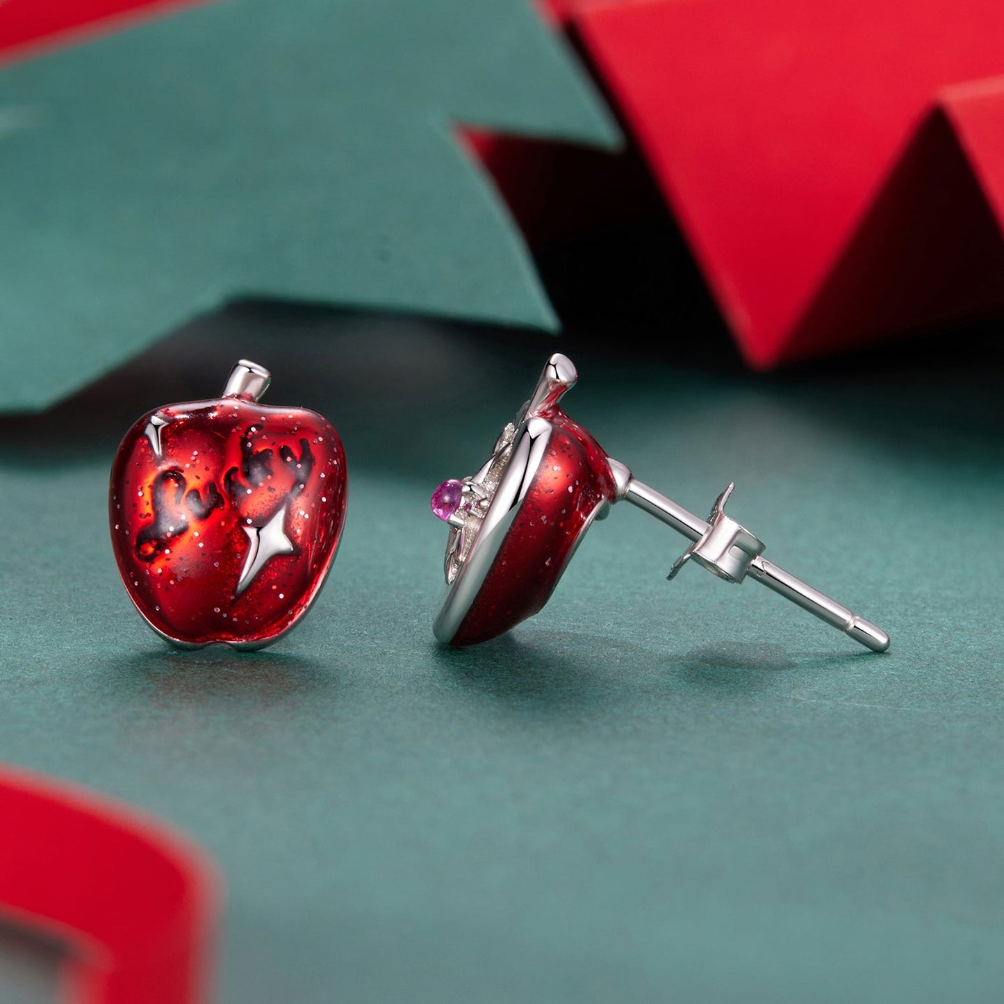 925 Sterling Silver Earrings with Synthetic Spinel & Enamel, 1.1x0.8cm for Women