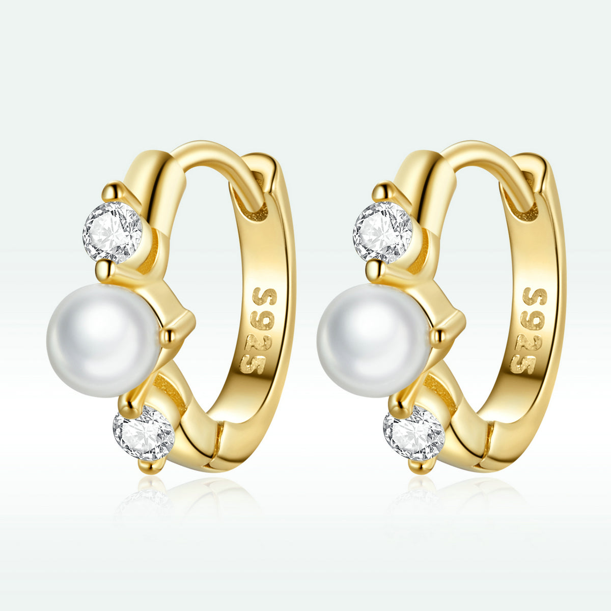 925 Sterling Silver Pavé CZ Gold Plated 1x0.5cm Earrings for Women