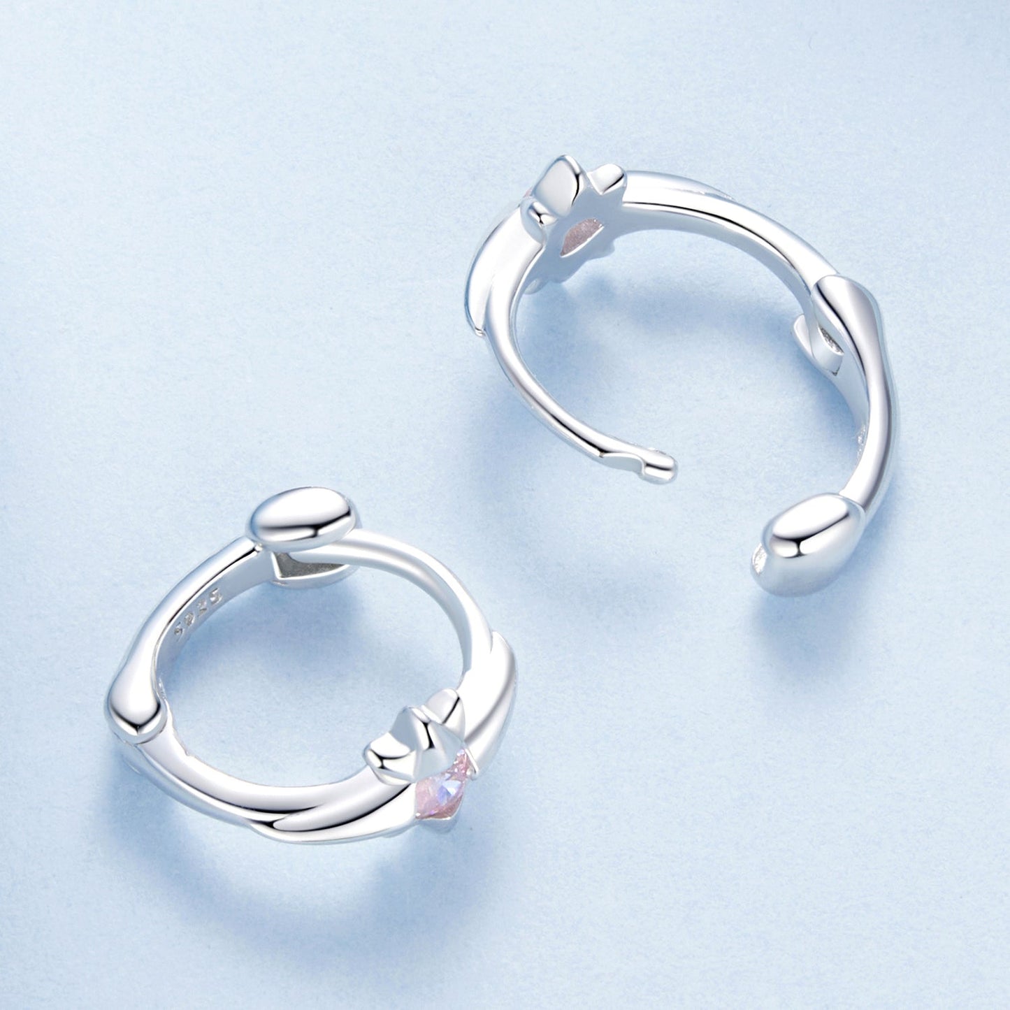 925 Sterling Silver White Gold Plated Earrings with CZ for Women