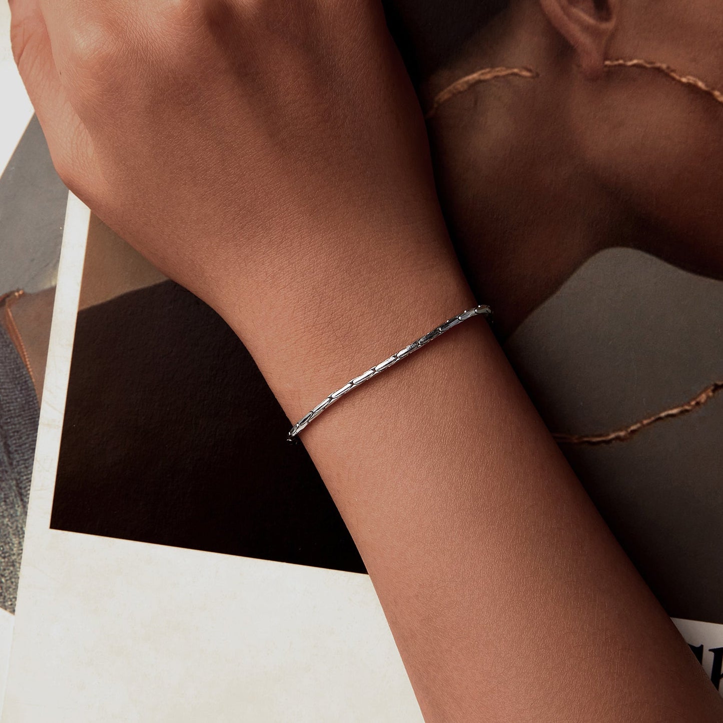 925 Sterling Silver + White Gold Plated Bracelet