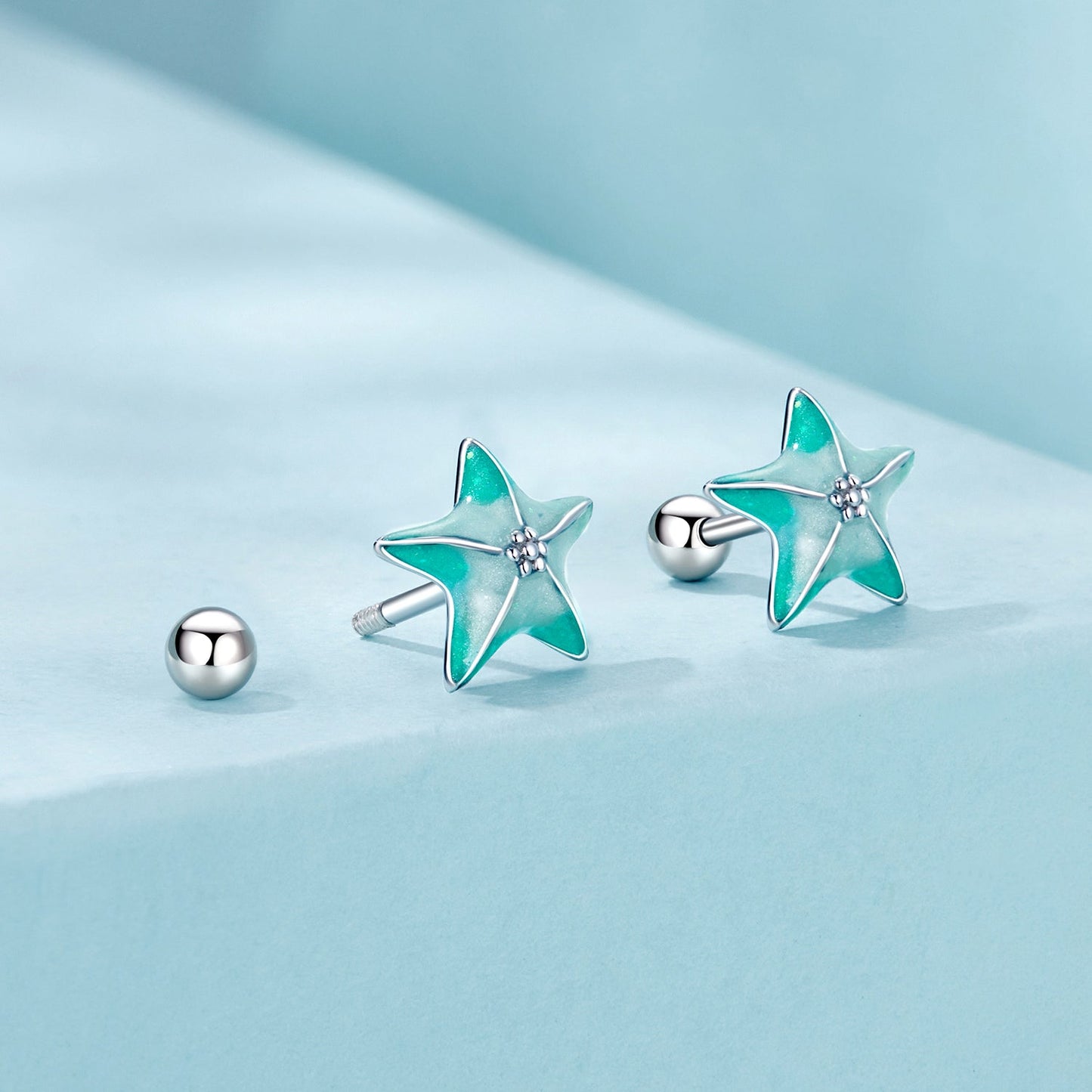 925 Sterling Silver Enamel White Gold Plated Earrings