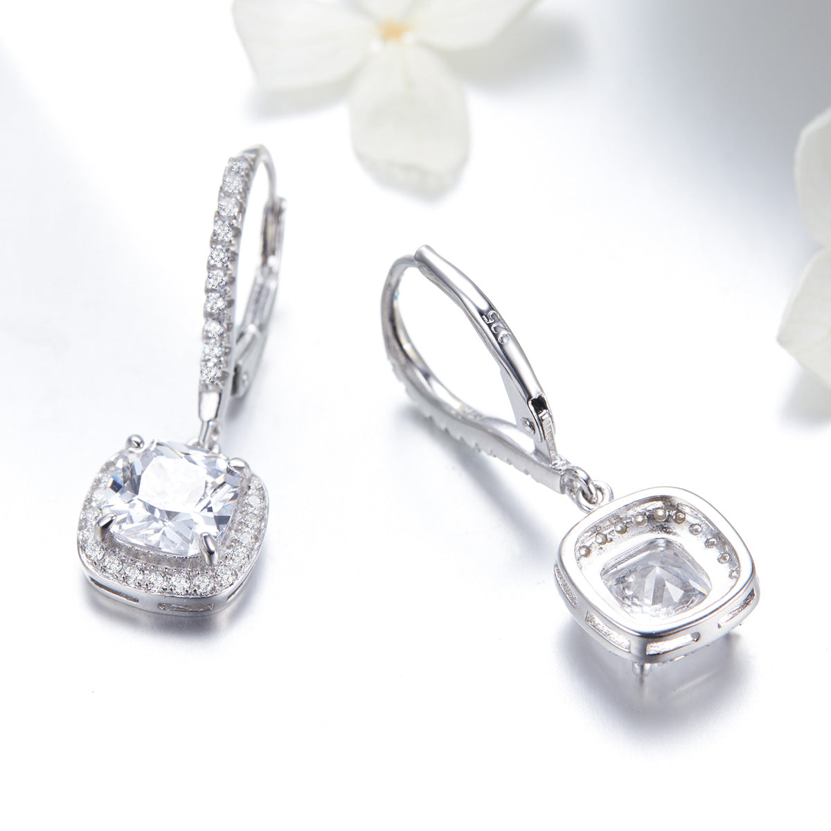 925 Sterling Silver Plated Gold Pavé Setting CZ Earrings for Women