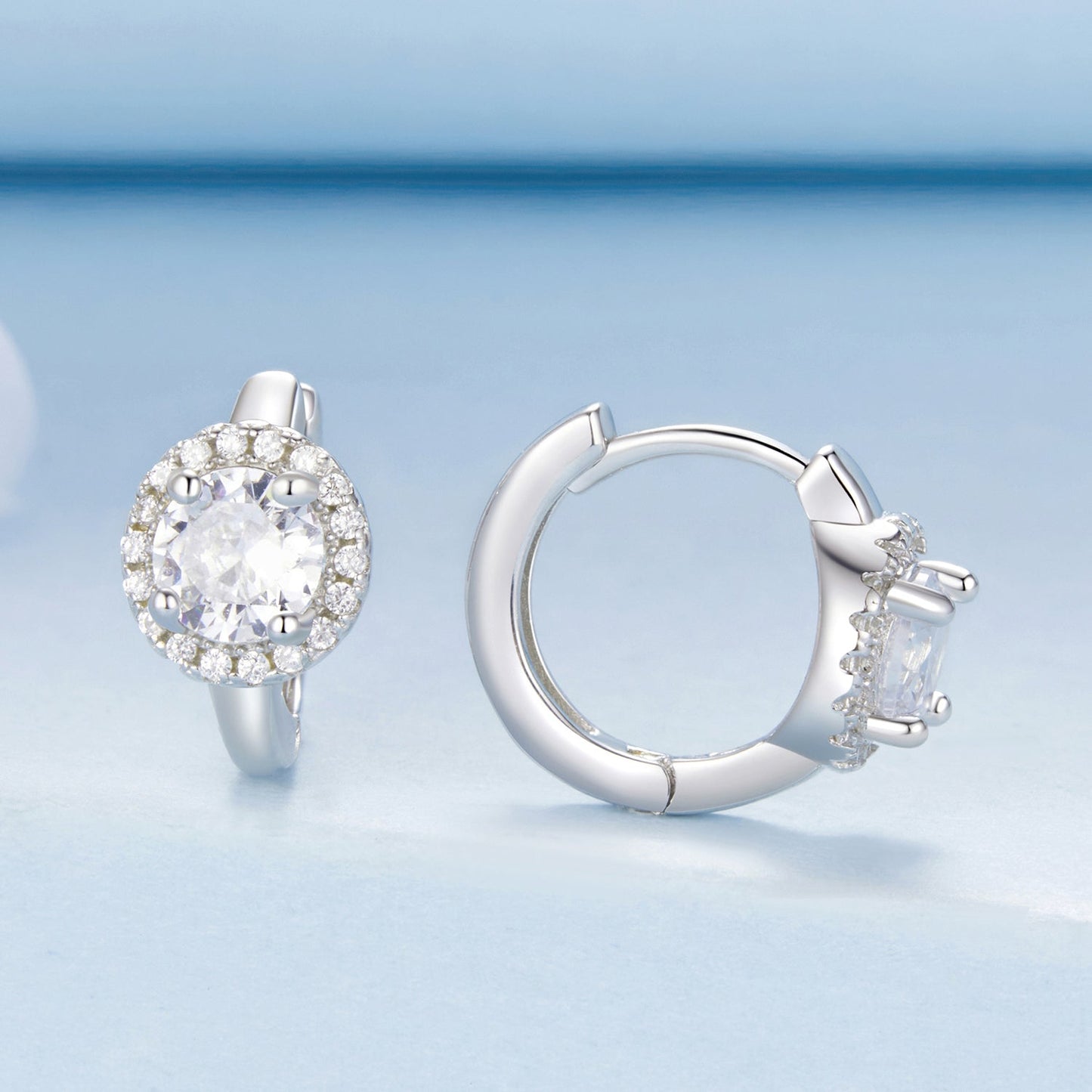 925 Sterling Silver White Gold Plated CZ Earrings for Women