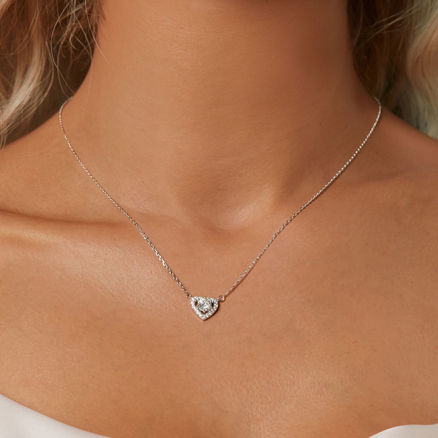 925 Sterling Silver Moissanite 0.5 Carat Necklace with CZ for Women
