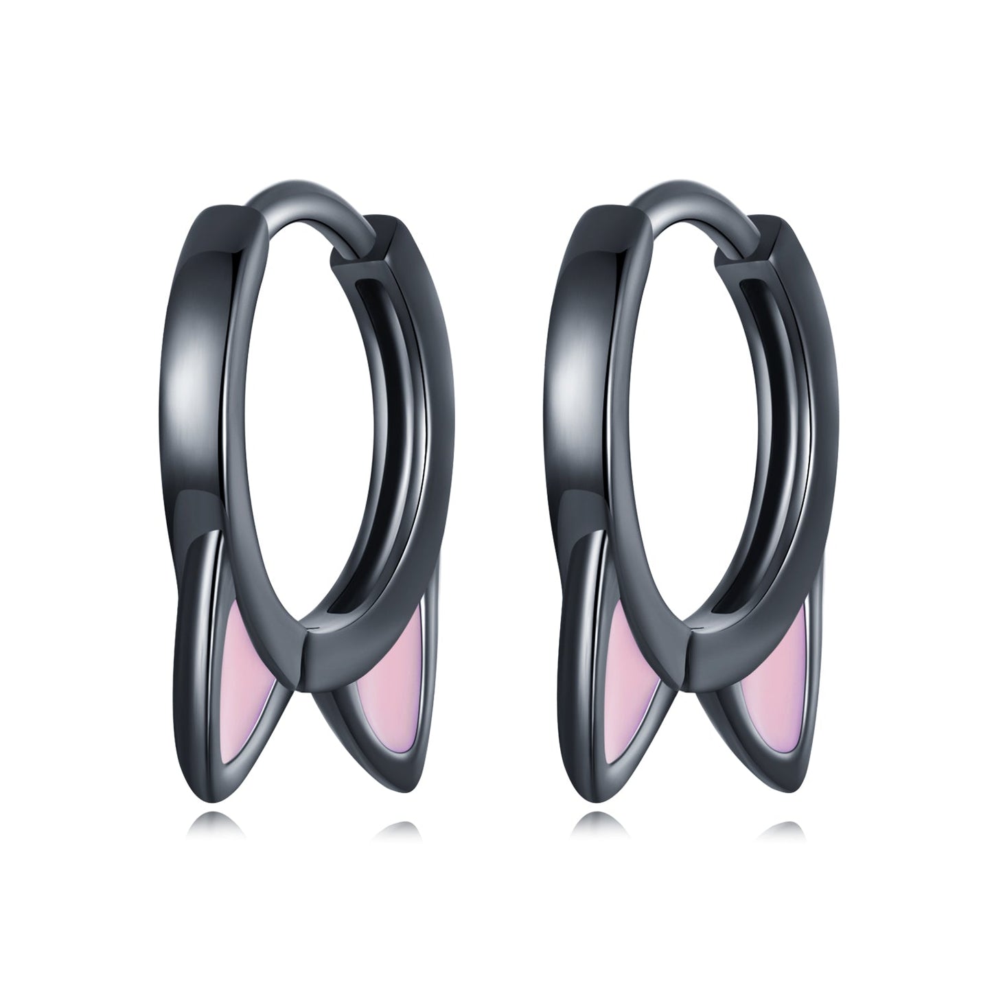 925 Sterling Silver Enamel Black Gold Plated Earrings for Women
