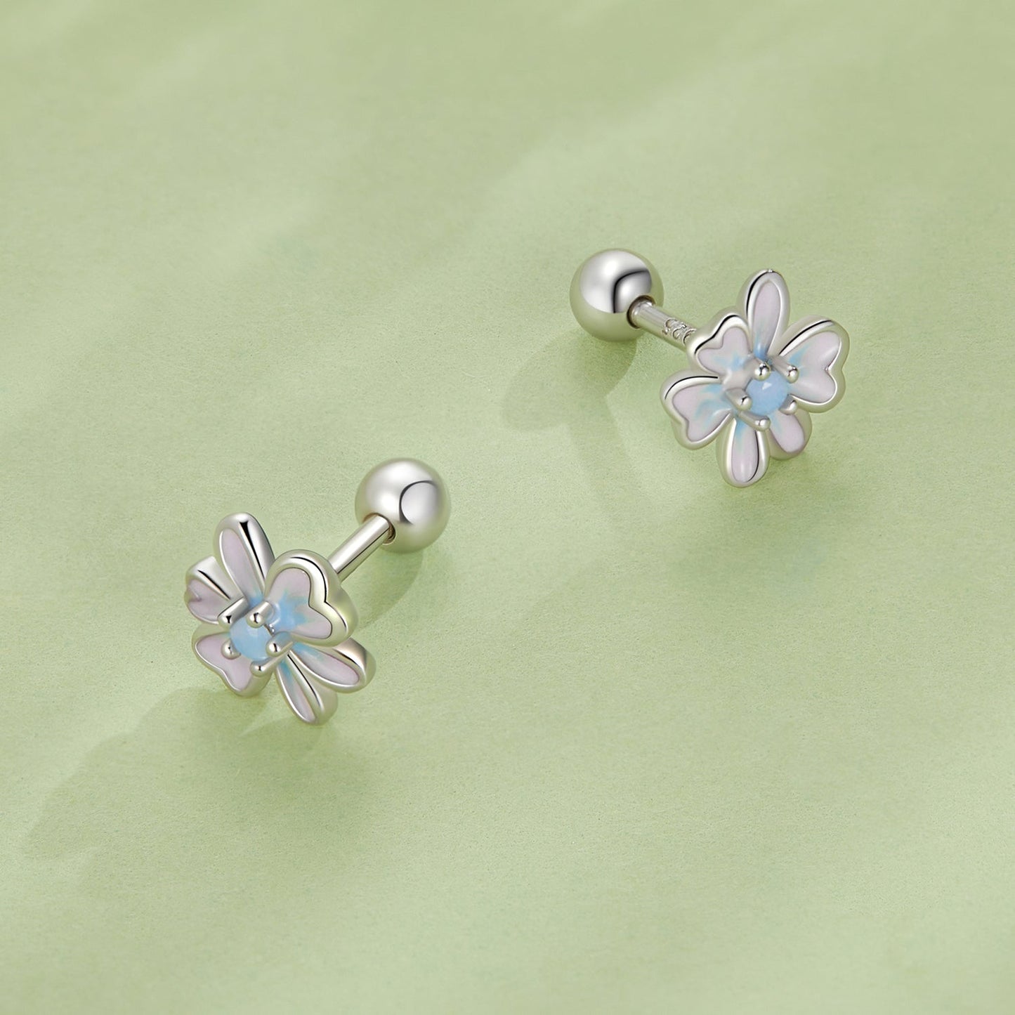 925 Sterling Silver Opal Nanometer Stone Enamel Earrings for Women