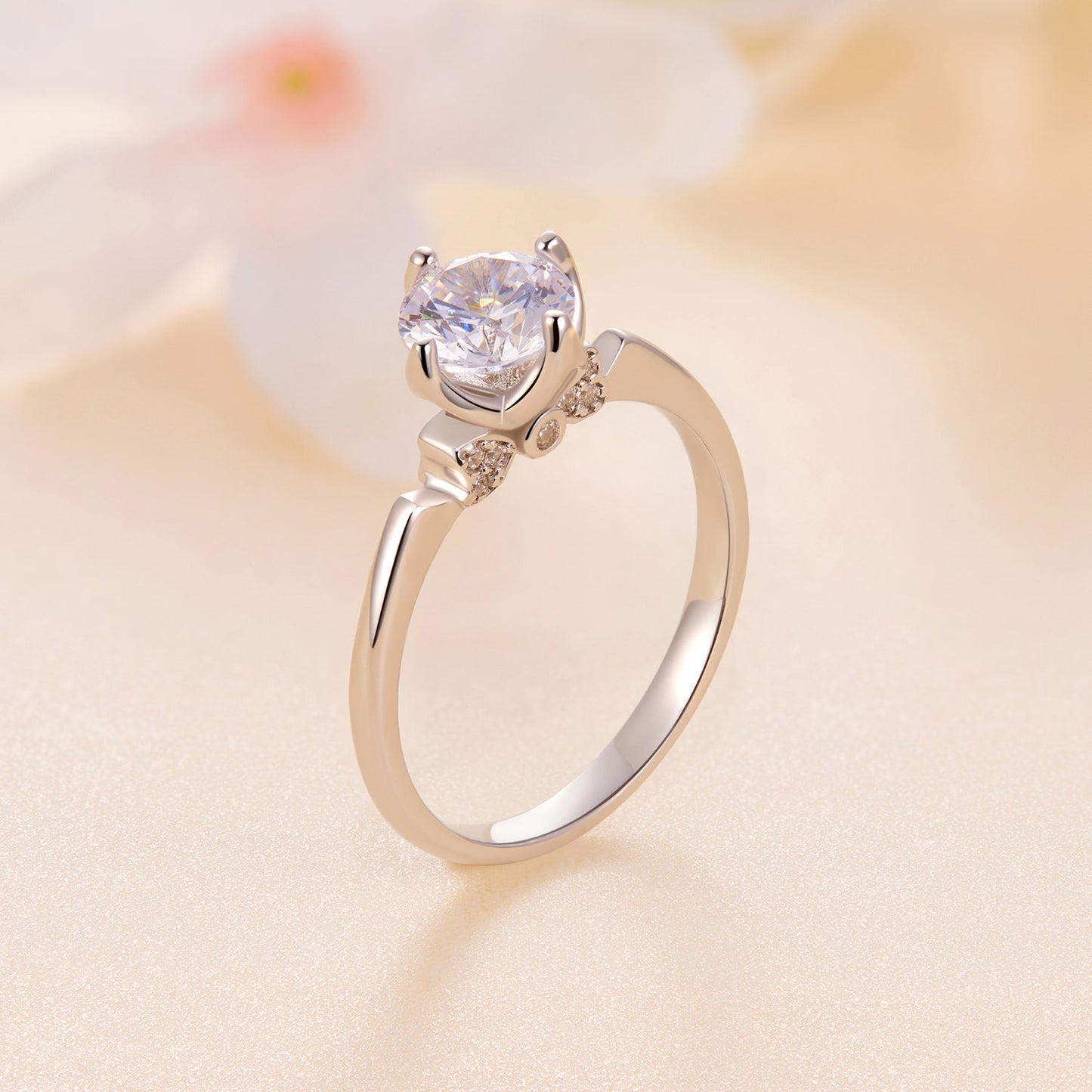 925 Sterling Silver 1.0 Carat Moissanite Ring in Size 8