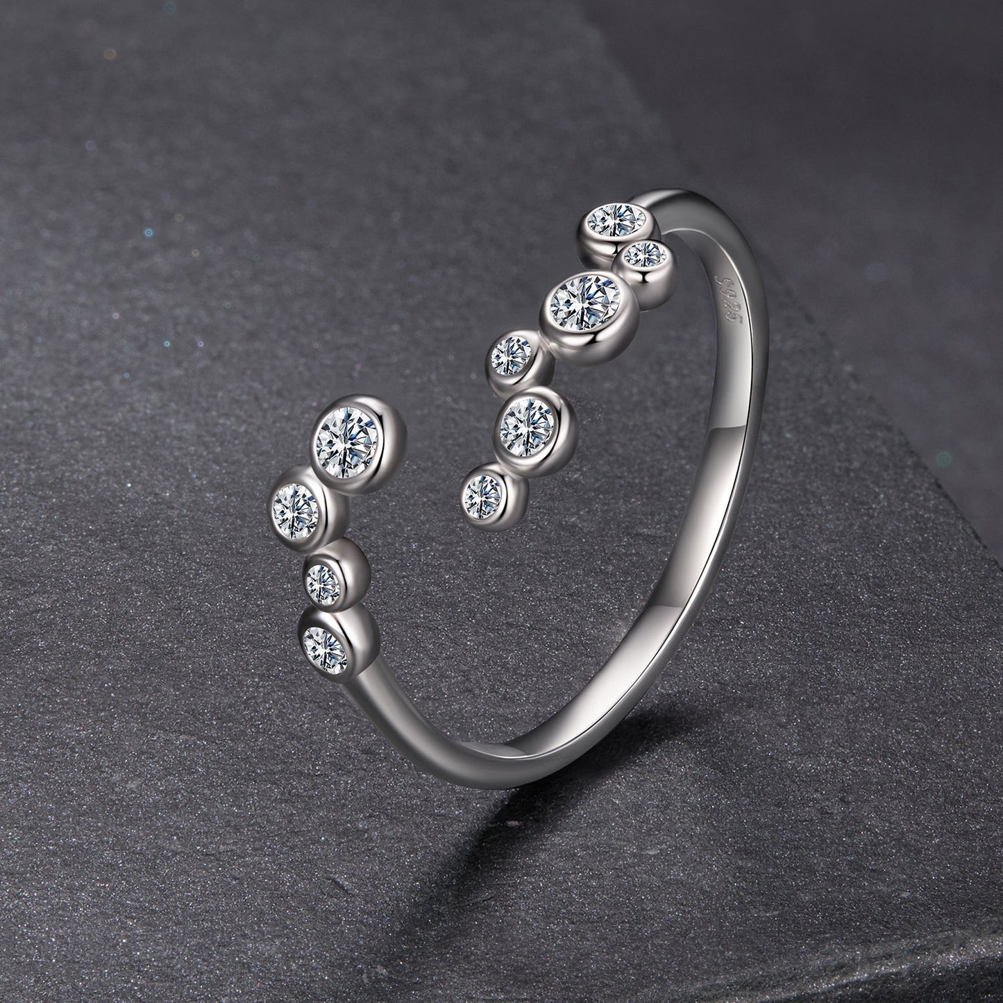 925 Sterling Silver Moissanite 0.06 Carat Ring for Women, Size E