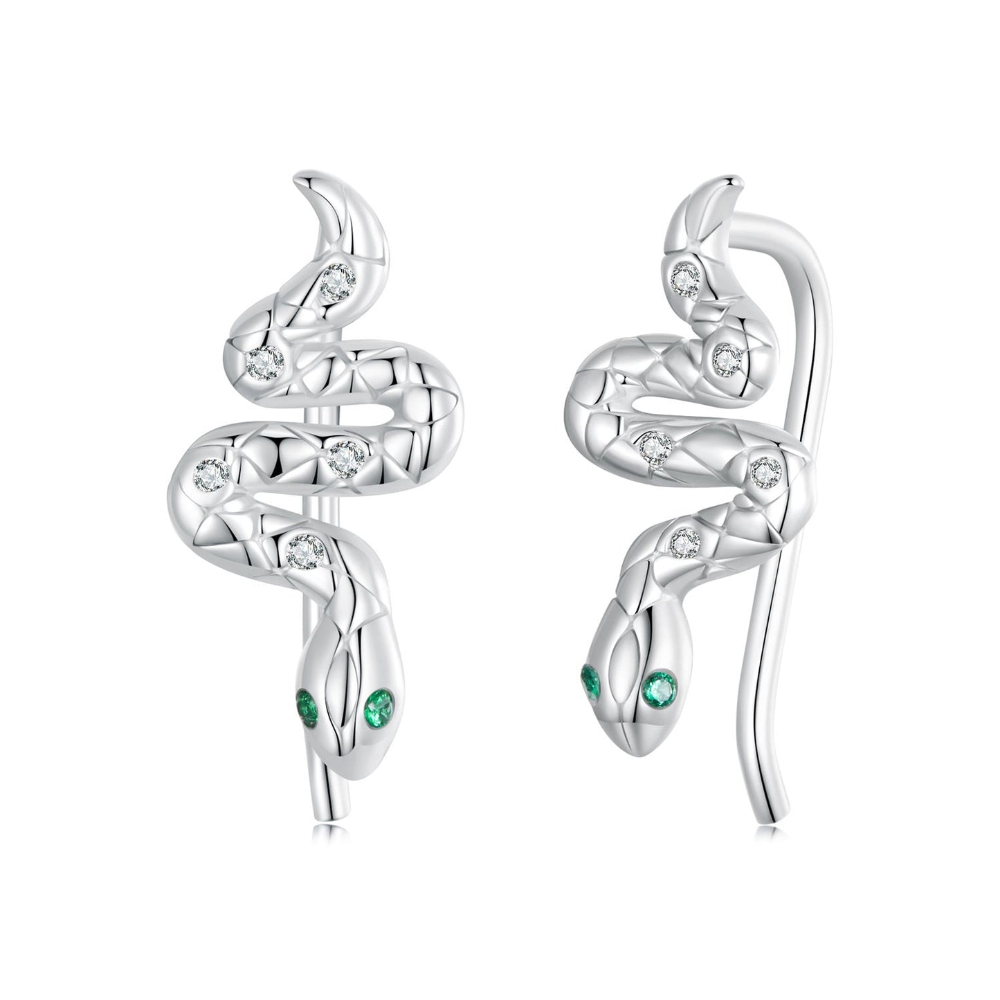 925 Sterling Silver Earrings with Pavé Setting and White Gold Plating for Women
