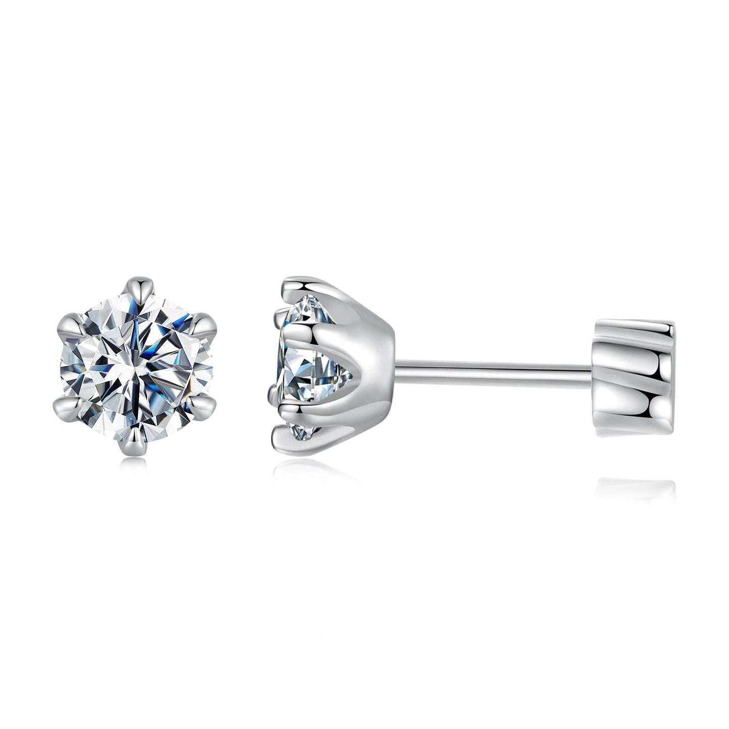925 Sterling Silver 0.5 Carat Moissanite Earrings for Women
