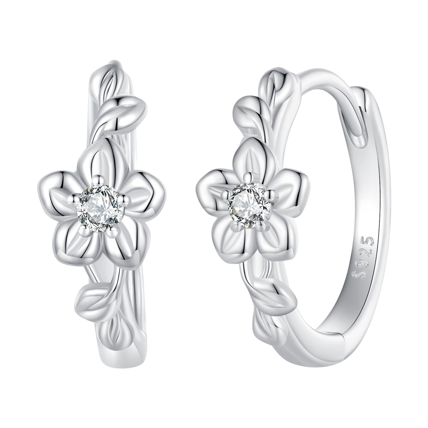 925 Sterling Silver Earrings with Zircon and Platinum Plating