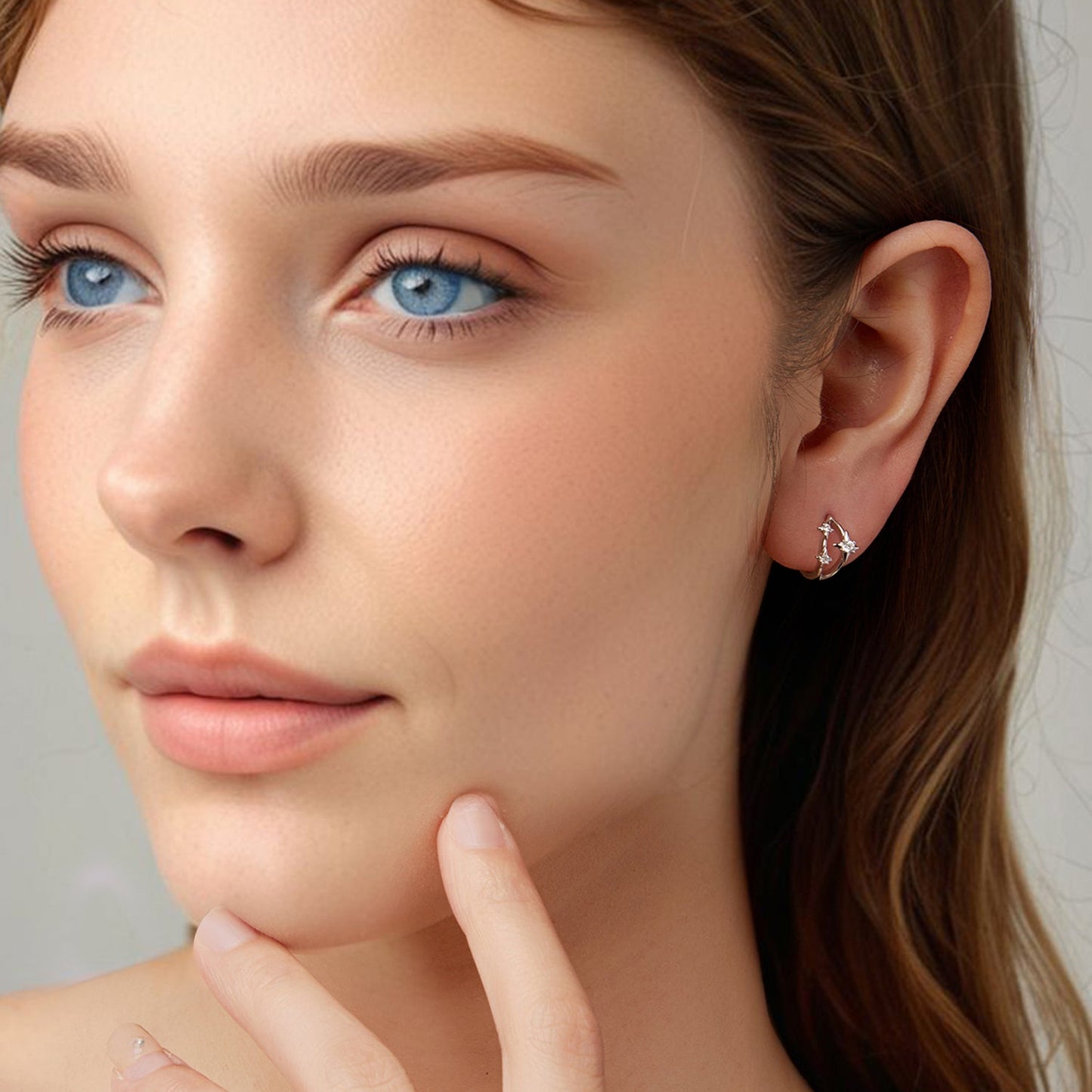 925 Sterling Silver Earrings with Pavé Setting CZ in White Gold for Women