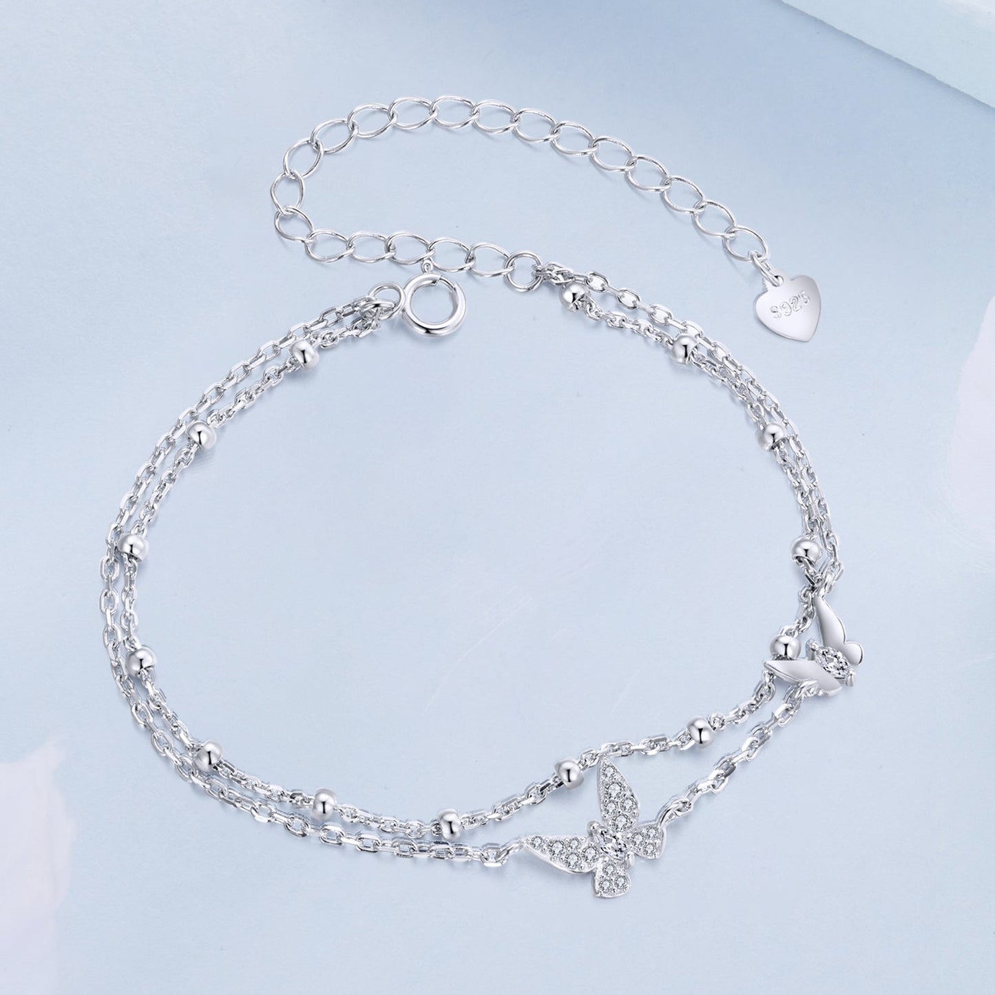 925 Sterling Silver Bracelets with Platinum Plating and CZ Stones - 150+60mm