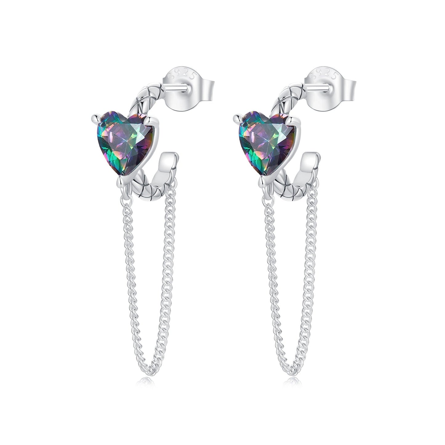 925 Sterling Silver Transparent Glass Earrings for Women