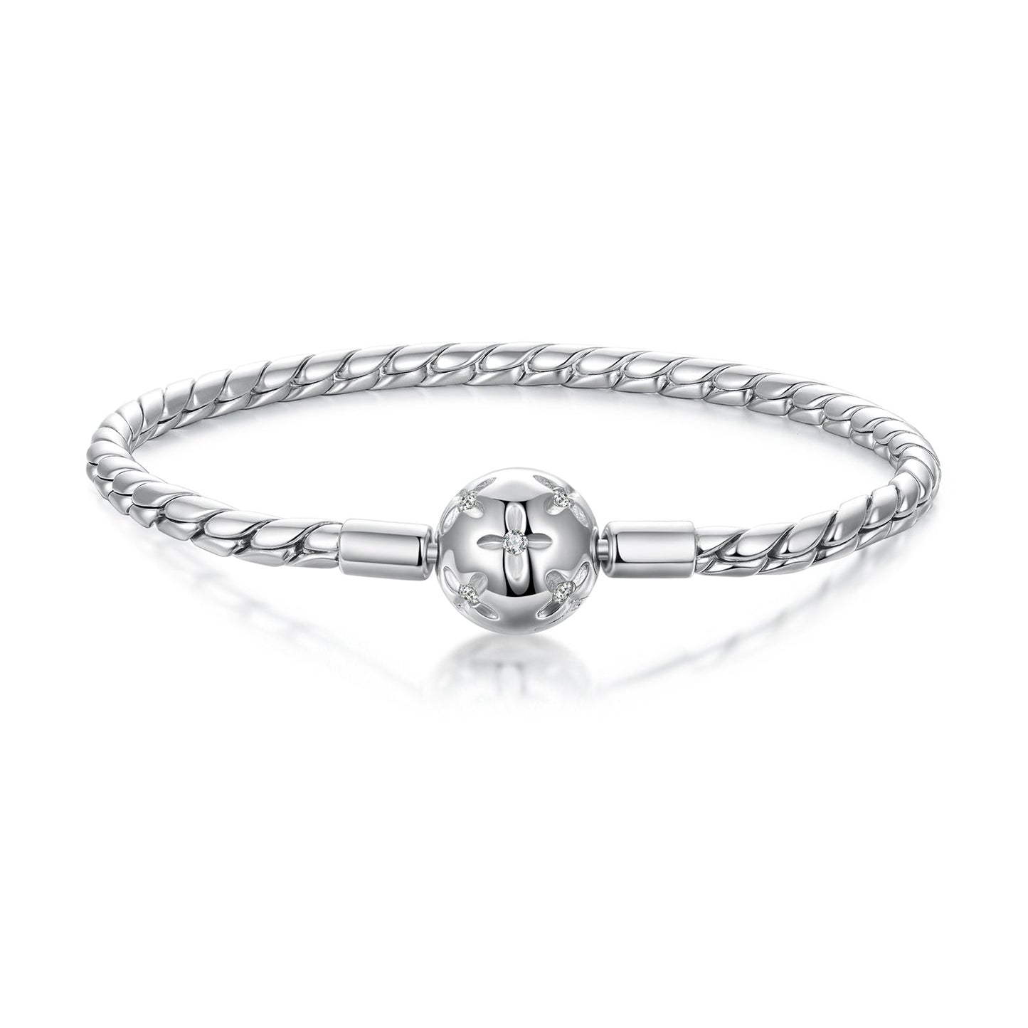 925 Sterling Silver White Gold Plated Bracelet with CZ Pendant for Women