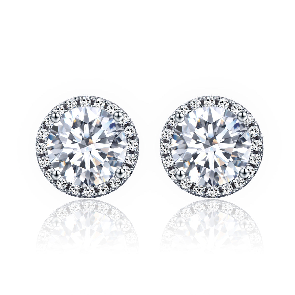 925 Sterling Silver Plated Platinum Pavé Setting CZ Earrings for Women