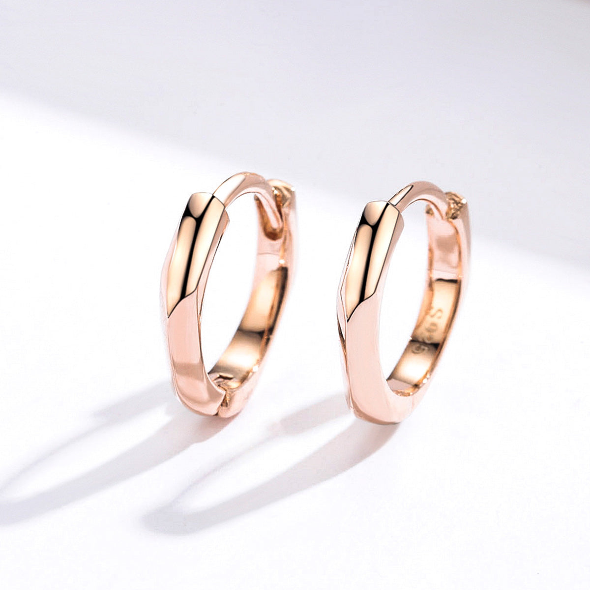 S925 Sterling Silver Plated Rose Gold Earrings