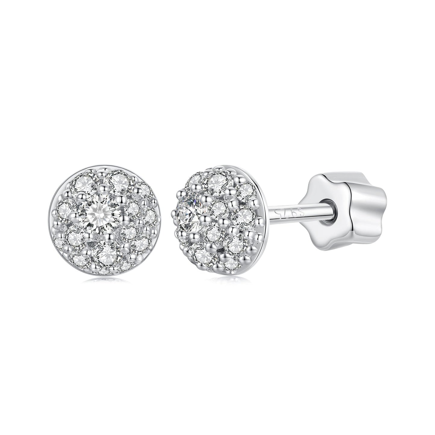 925 Sterling Silver White Gold Plated Moissanite Earrings Size 10mm for Women