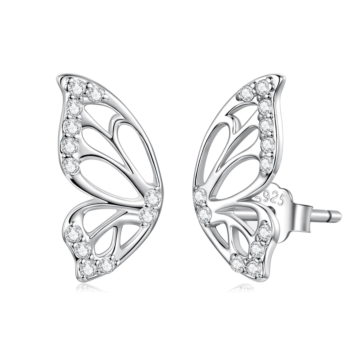 925 Sterling Silver White Gold Plated Pavé Set CZ Earrings - Small Size