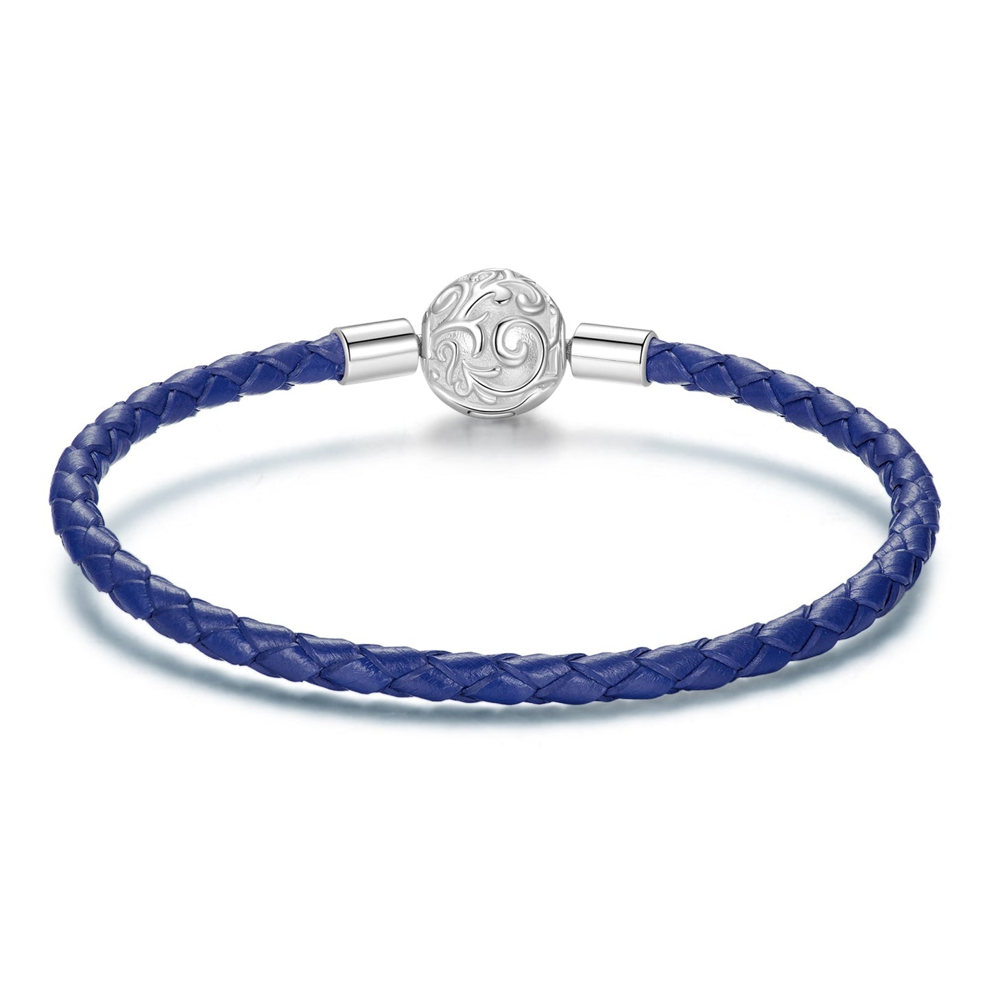 925 Sterling Silver Leather Rope Bracelet 17cm - Oxidized Silver for Women