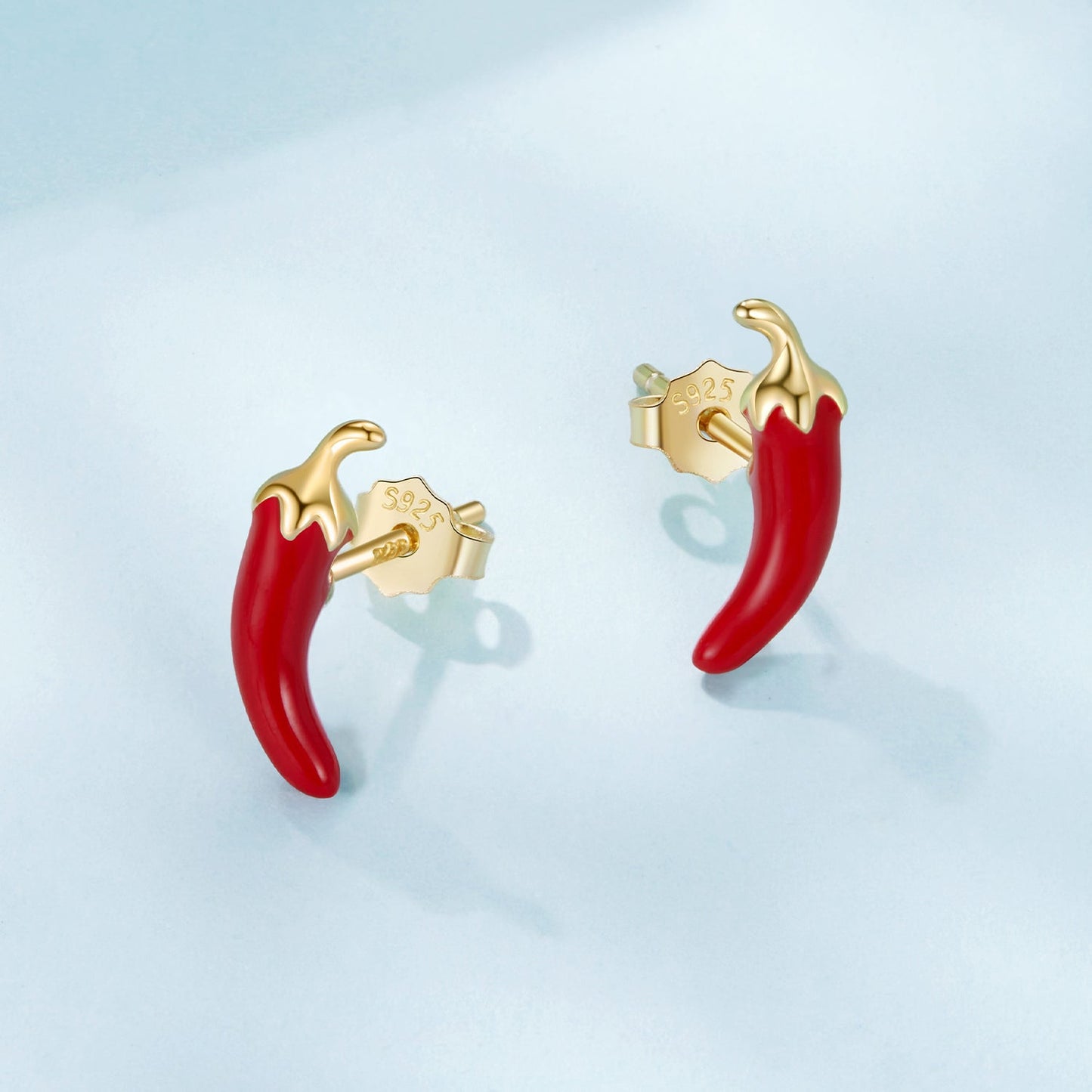 925 Sterling Silver Gold Plated Enamel Earrings for Women
