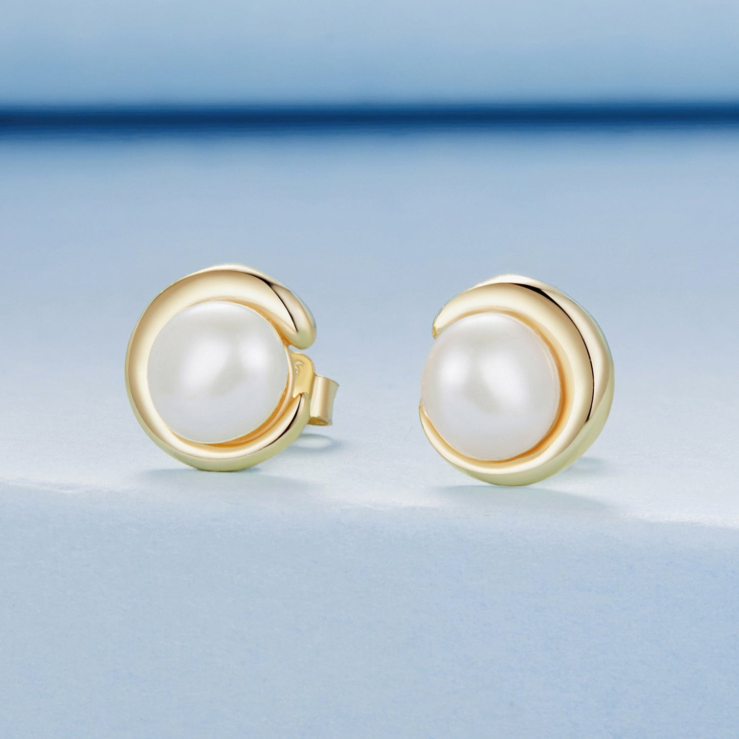 925 Sterling Silver Freshwater Pearl Gold Plated Earrings