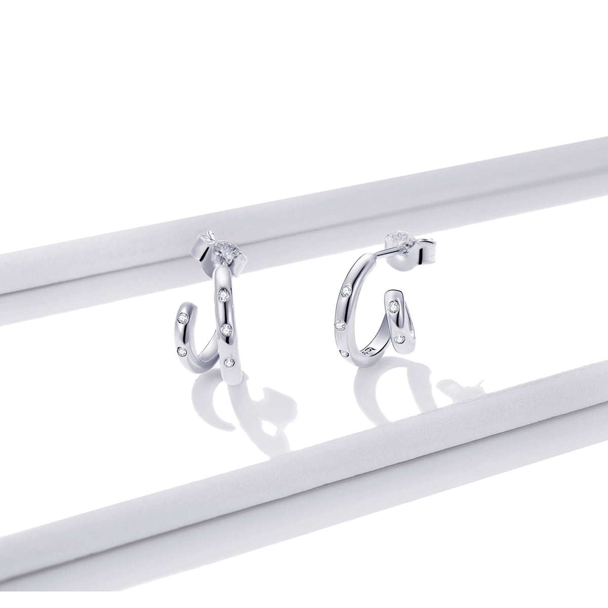 925 Sterling Silver Earrings with Pavé Setting CZ