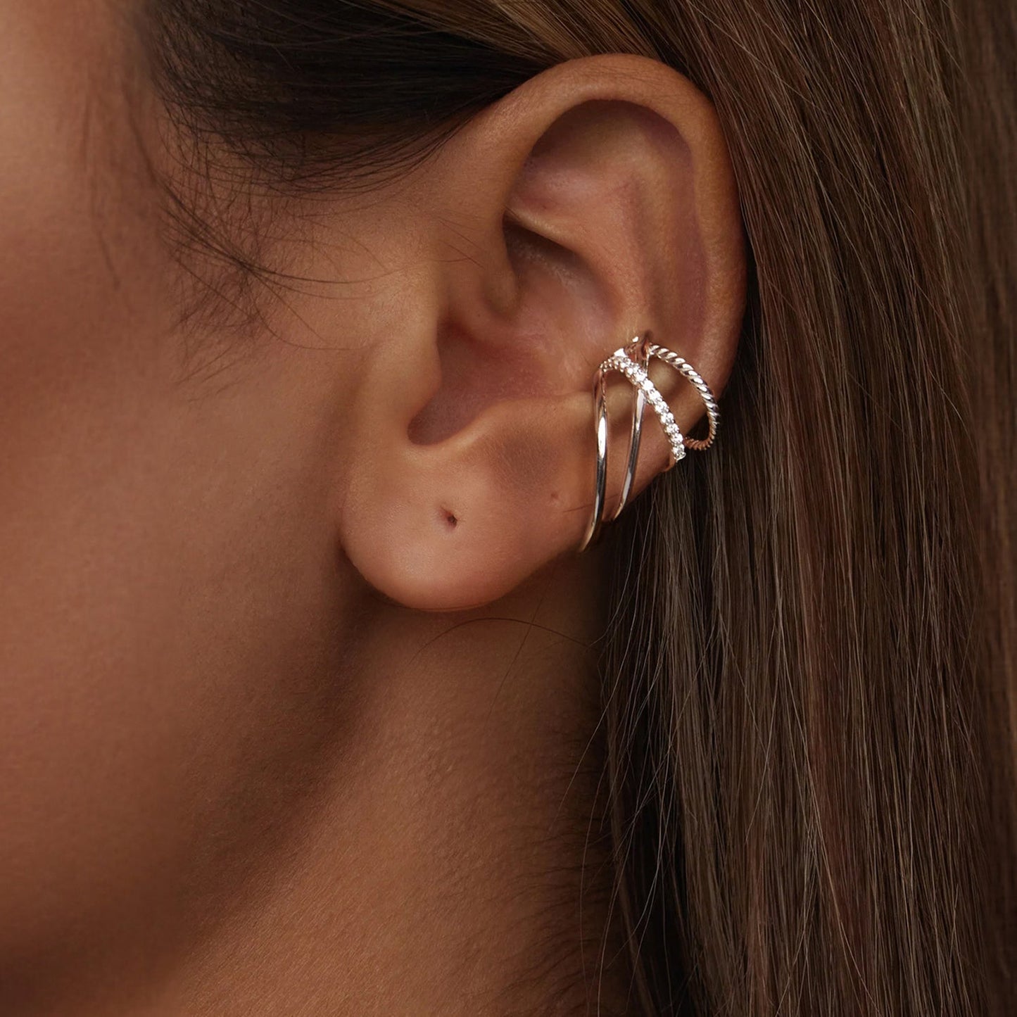 925 Sterling Silver Earrings with CZ and White Gold Plating