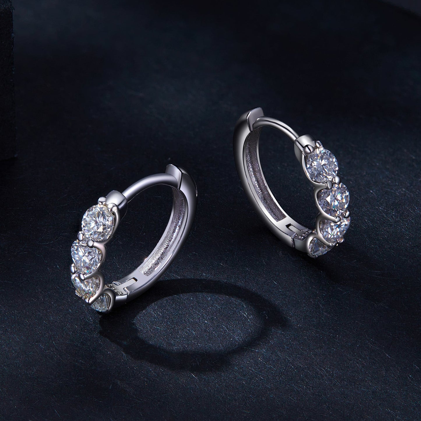 925 Sterling Silver Moissanite 0.1 Carat Platinum Plated Earrings for Women