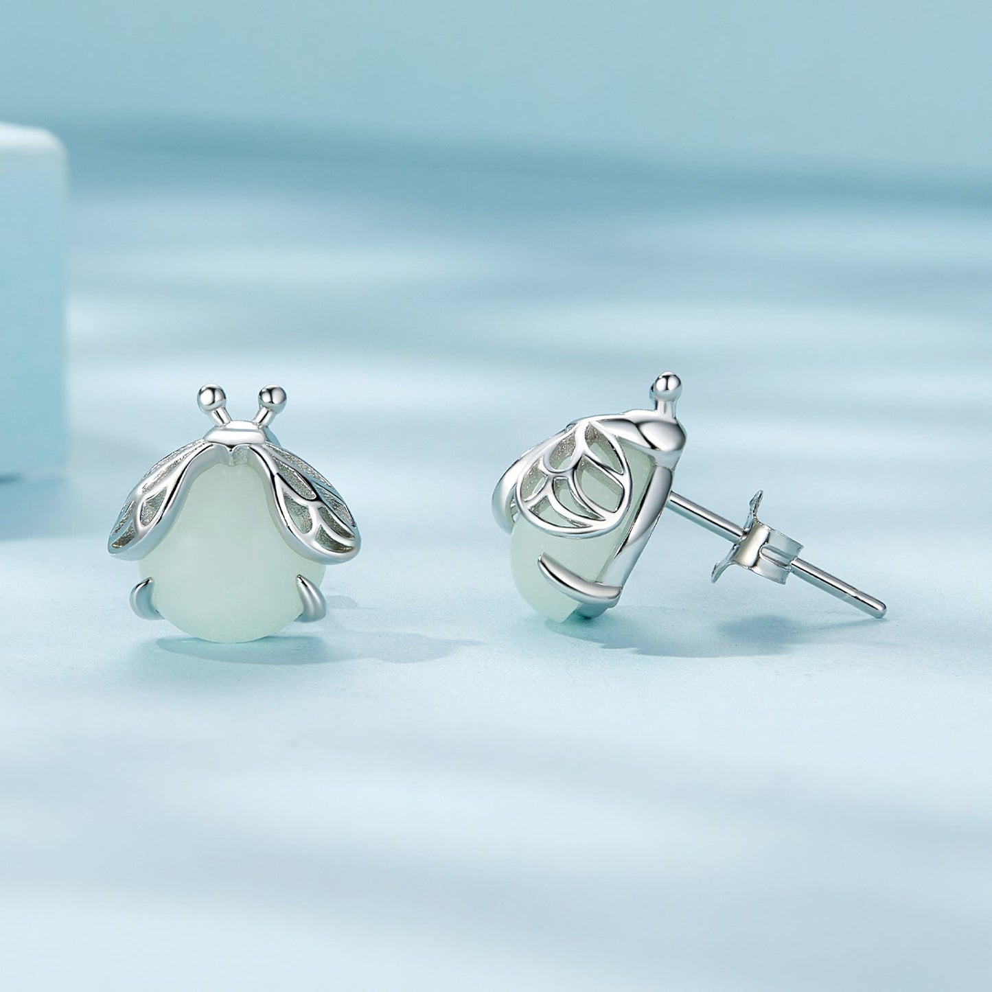 925 Sterling Silver Luminous Stone Earrings
