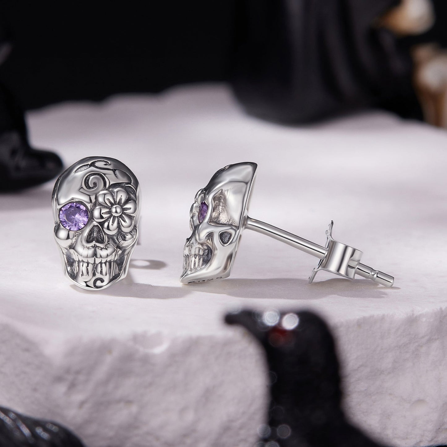 925 Sterling Silver Earrings with Oxidized Finish and CZ Stones