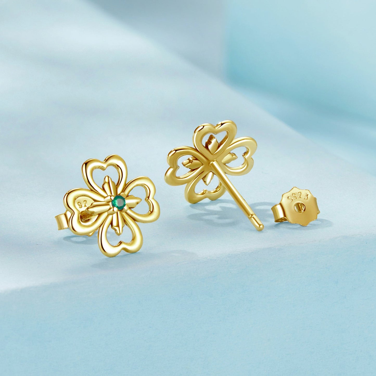 925 Sterling Silver Earrings with Pavé Setting CZ, 0.9cm, Oxidized Silver for Women