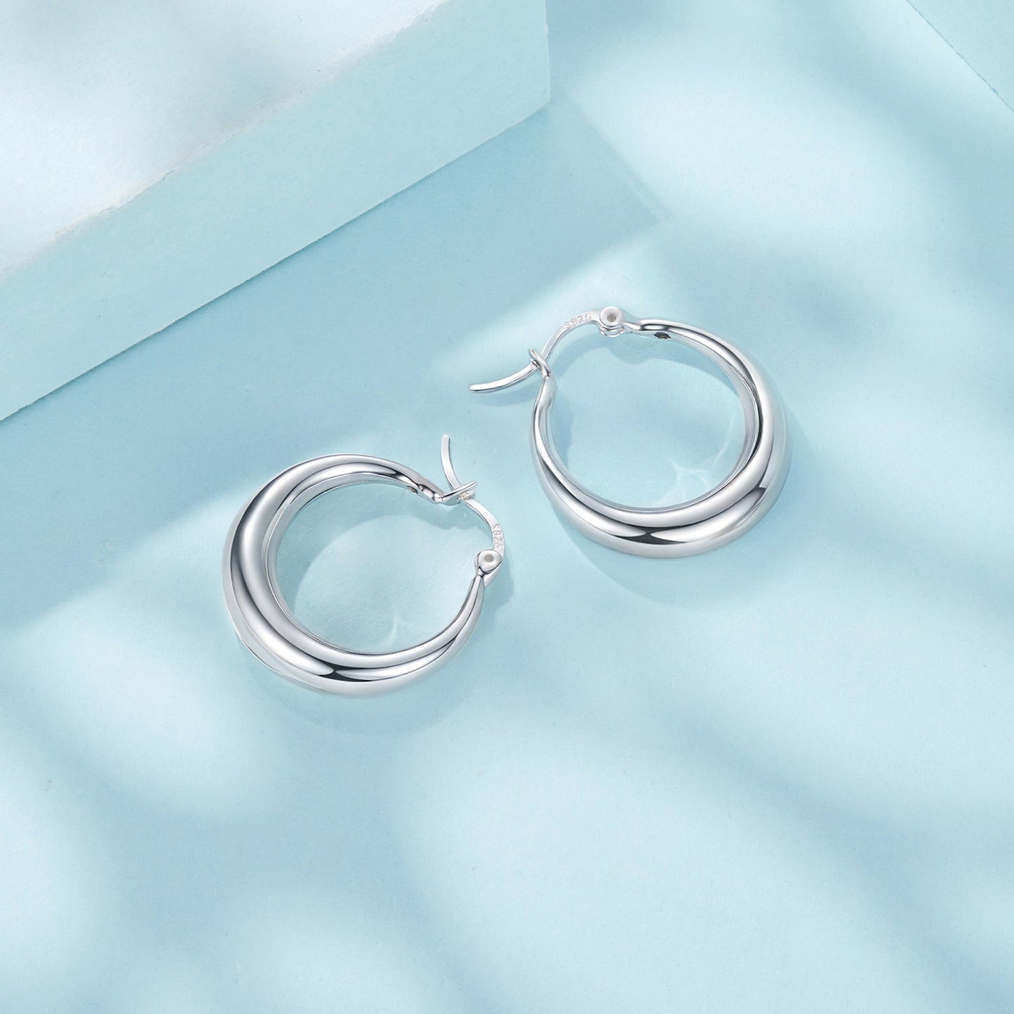 925 Sterling Silver White Gold Plated Earrings 3.0*0.7cm for Women