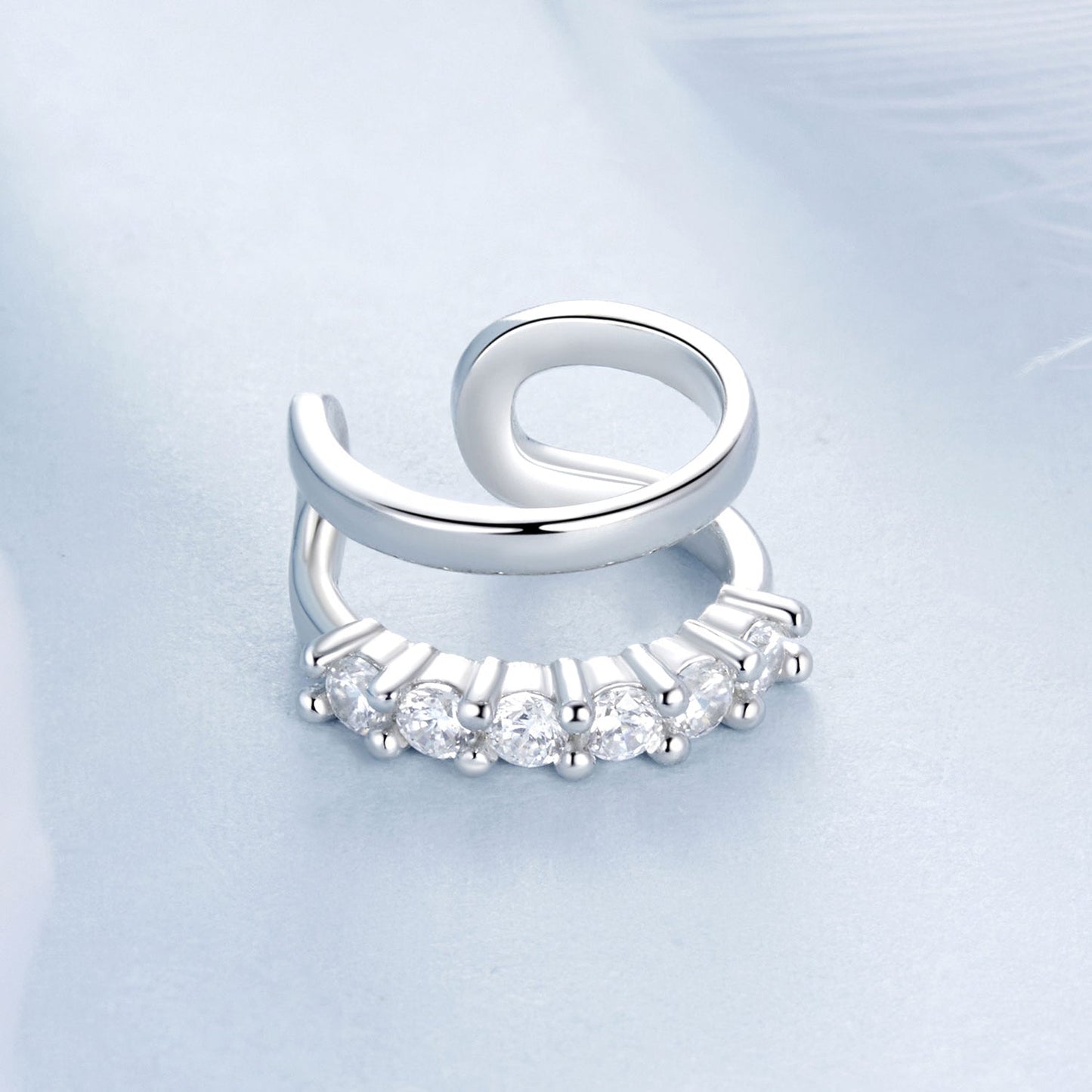 925 Sterling Silver Earrings with Pavé Setting CZ in Platinum