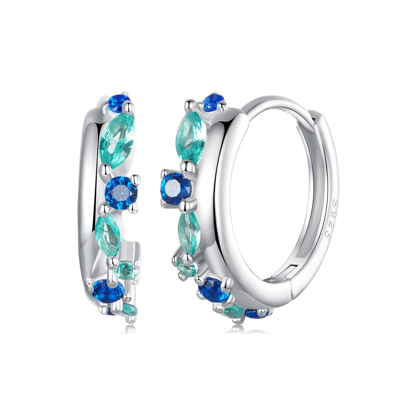 925 Sterling Silver Earrings with Pavé Setting and White Gold Plating for Women