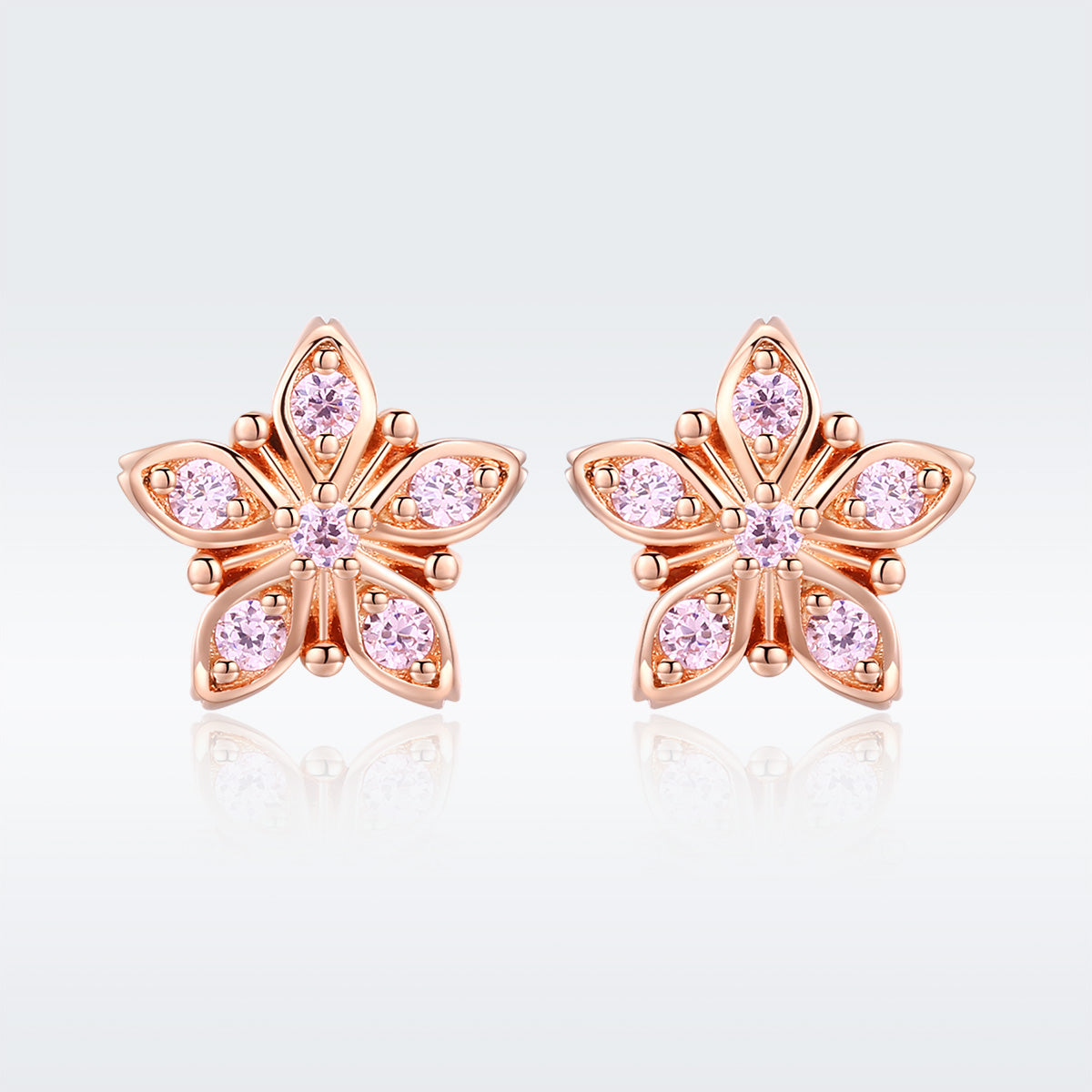 925 Sterling Silver Rose Gold Plated Pavé Setting CZ Earrings